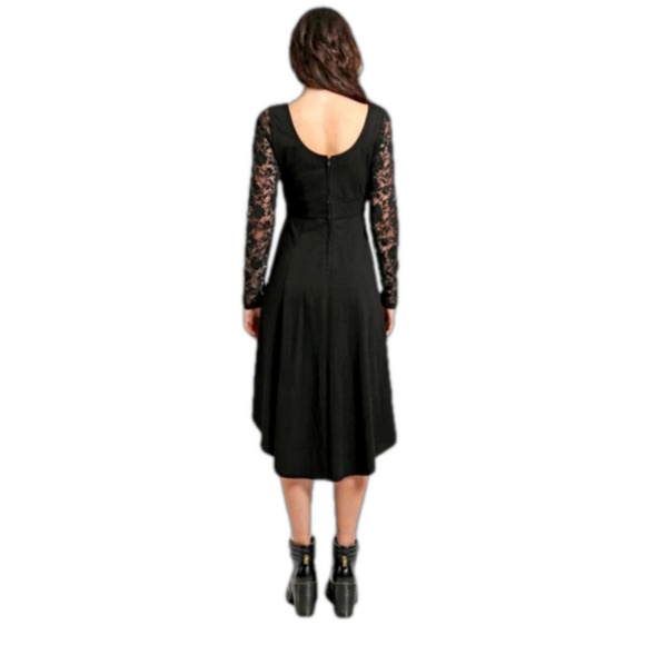 Royal Bones Gothic Romantic Double Corset Hi-Low Lace Sleeve Dress Vampire Witch - Picture 5 of 12